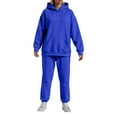 thumbnail image 5 of adviicd Women 2 Piece Outfit Casual Comfy Oversized Hoodie and Wide Leg Sweatpants Fall Matching Sweatsuits (Blue, S), 5 of 6