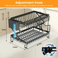 thumbnail image 3 of 2-Tier Stainless Steel Over The Sink Adjustable Dish Drying Rack with Utensil Holder Black, 3 of 8
