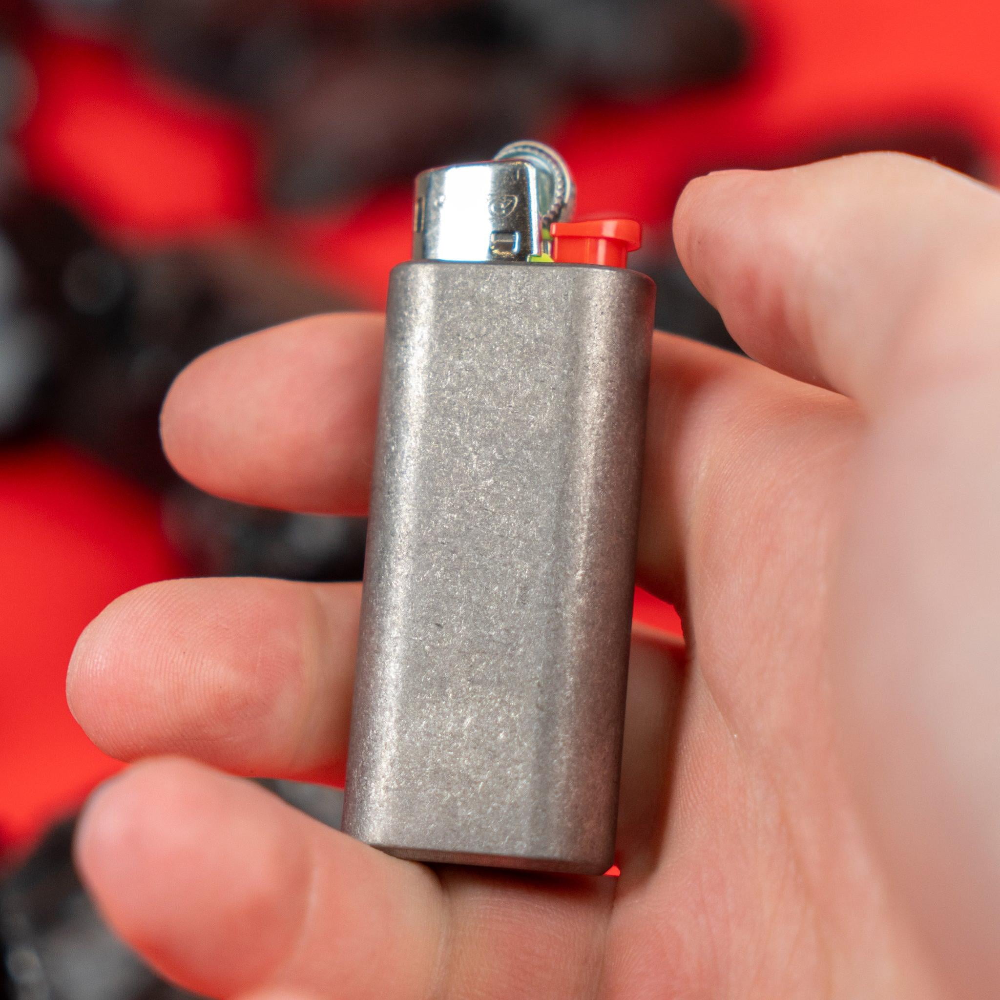 Flytanium Titanium Lighter Sleeve - Metal BIC Lighter Case Compatible with Bic Lighters Mini, Stonewash Finish, Lightweight & Durable Protection for Lighters (Mini)