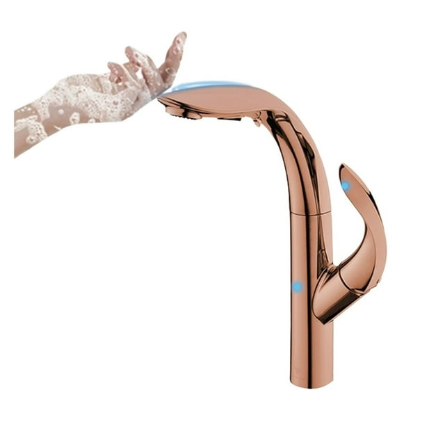 Luxury Gold Brass Kitchen Faucet With Pull-out Design, 2-function Single Handle Cold And Hot Dual Control Modern Sink Tap ,Versatile Features