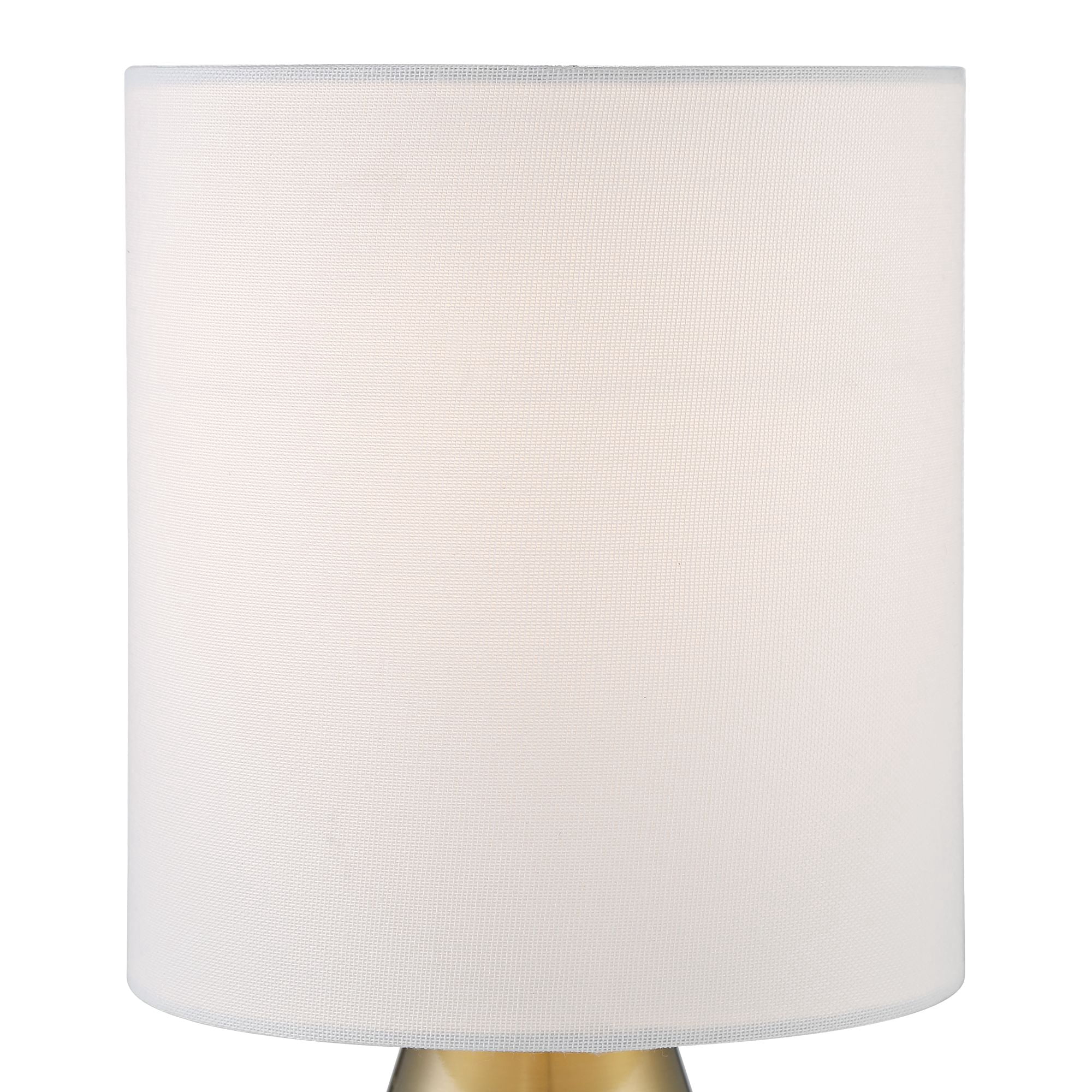 360 Lighting Marty Modern Accent Table Lamps 14 3/4" High Set of 2 Brass Metal White Cylinder Shade for Bedroom Bedside Nightstand Office Kids House