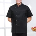 thumbnail image 6 of sunsanly Chef Top Patch Pocket Single-breasted Stand Collar Buttons Short Sleeves Catering Restaurant Unisex Plus Size Chef Uniform Cooking Clothes, 6 of 8