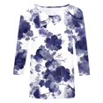 thumbnail image 5 of EHTMSAK Womens Plus Size 3/4 Sleeve Blouses Summer Tops for Women 2023 Trendy Crew Neck Women Casual Blouses Floral Elbow Sleeve for Women Large Navy S, 5 of 5