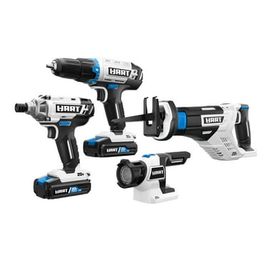 HART 20 Volts 4-Tool Battery-Powered Combo Kit, (2) 1.5Ah Lithium-Ion Batteries