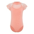 thumbnail image 2 of iixpin Kids Girls Floral Lace Sleeve Ballet Dance Unitard Gymnastics Leotard Sports Jumpsuit Bodysuit Dancewear Coral Pink 13-14, 2 of 6
