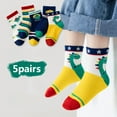 thumbnail image 4 of 5Pairs Children Dinosaur Socks Baby Autumn and Winter Boys Mid Length Cotton Girls Cartoon Socks Soft and Comfortable Kid Socks DinoWorld L(6-8Years), 4 of 6