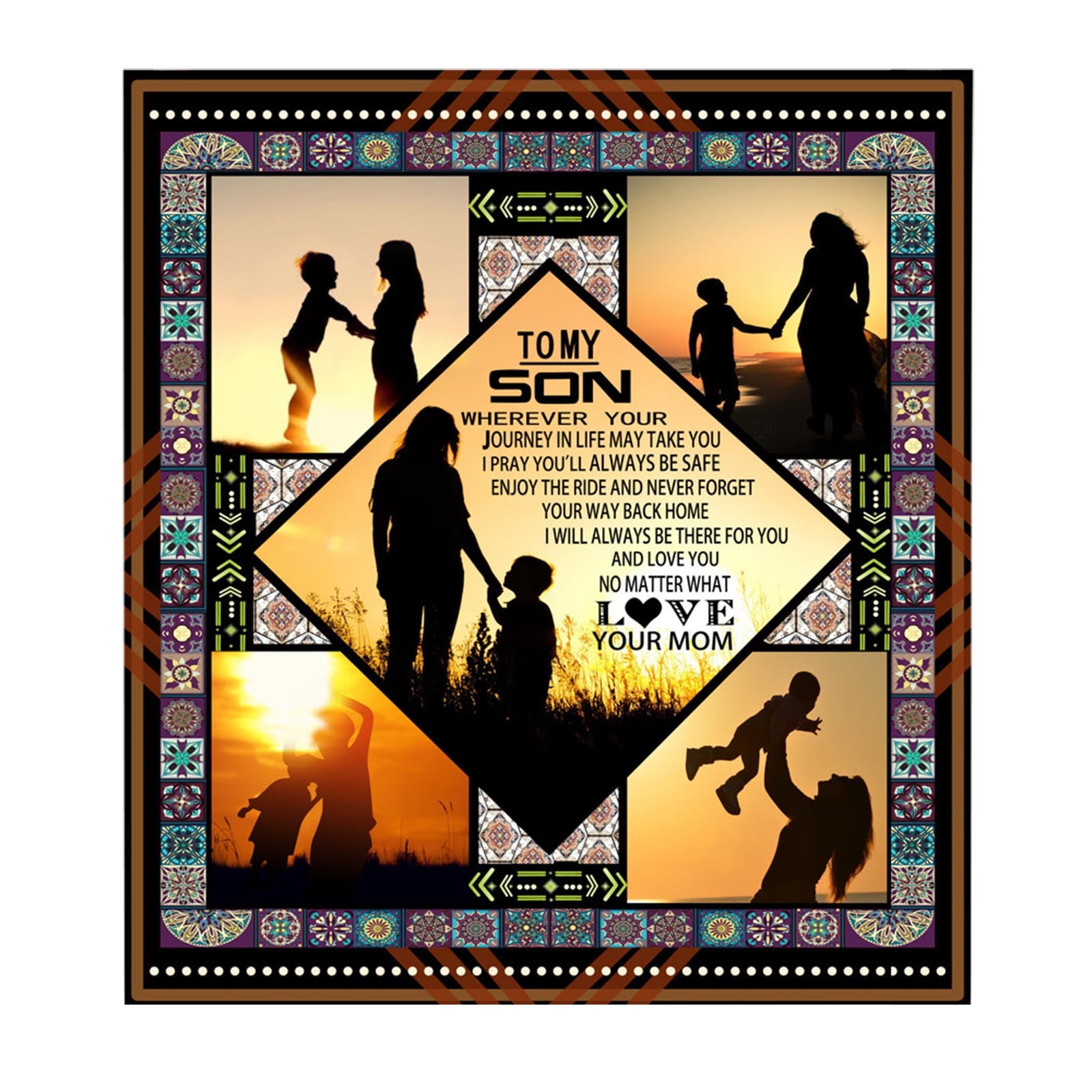 JeashCHAT Throw Blanket to My Son Letter Printed Quilts Mom for Son's