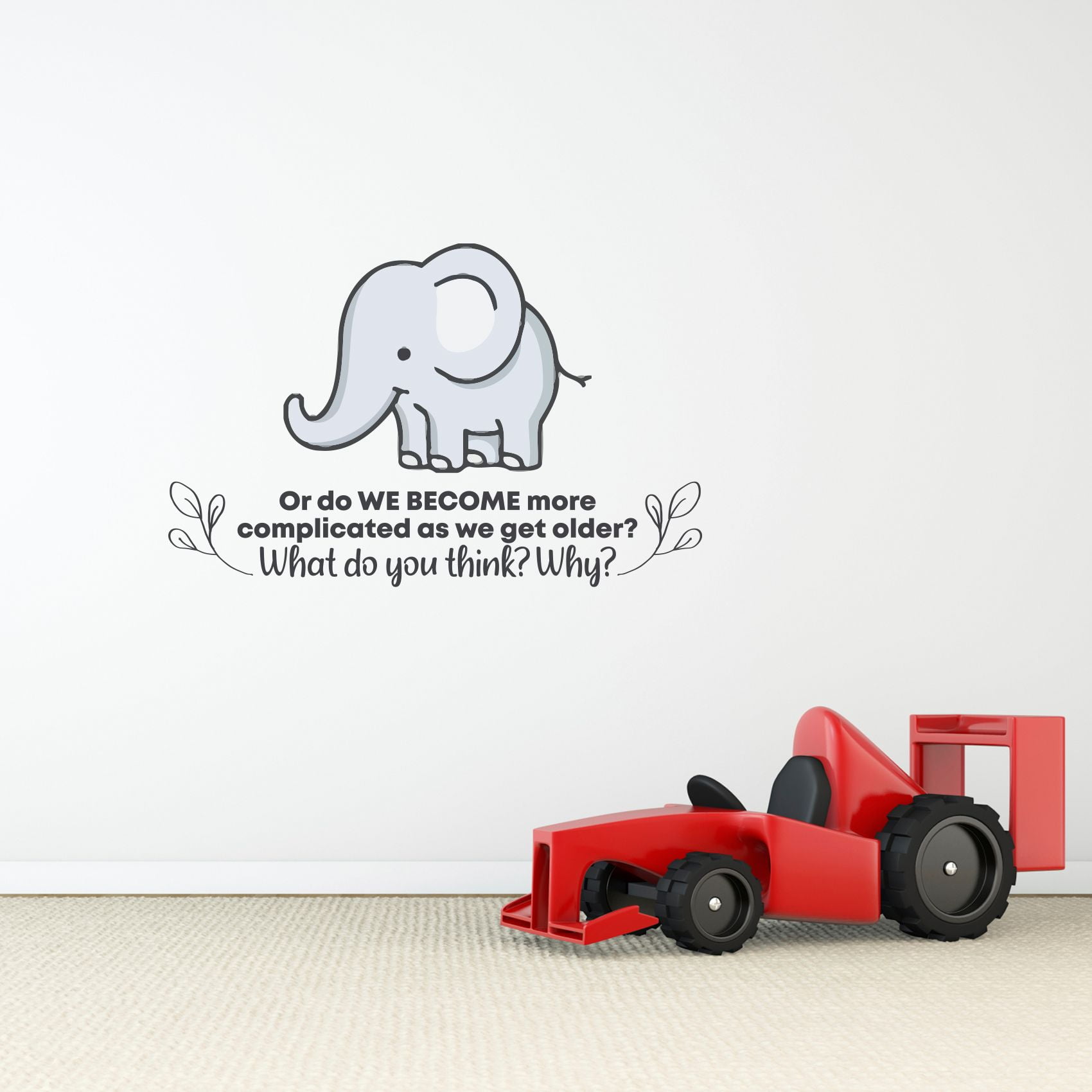 Cartoon Animal Wall Stickers Kids Room Decor Vinyl Bedroom Wall Elephant Decal 