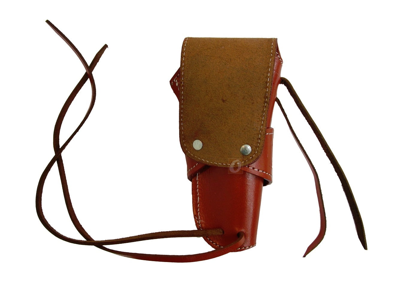 Leather Holster Long Barrel OWB Revolver Pistol Fit Barbed Tooled Red - Left Hand