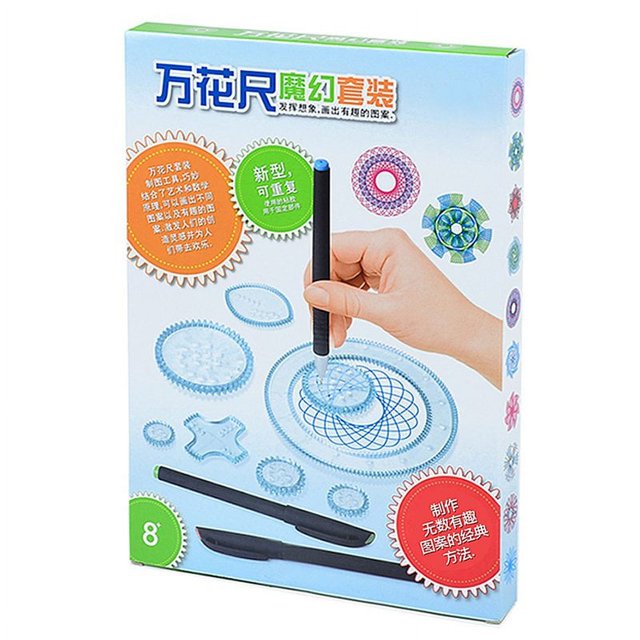 MesaSe PENGXAING 27pcs Spirographs Drawing Toys Set of Paint Model Geometric Ruler Creatives Educational Toy for Children‘s Gift(Transparent Style)