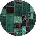 thumbnail image 1 of Ahgly Company Indoor Round Patchwork Turquoise Blue Transitional Area Rugs, 8' Round, 1 of 4