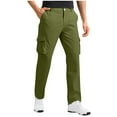 thumbnail image 2 of Tdoqot Mens Straight Leg Cargo Pants- Comfortable Waist Stretch Regular Fit Casual Pull On Pants Army Green Size L, 2 of 8