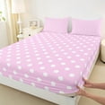 thumbnail image 3 of Manfei Cartoon Pink Dots Bed Sheets for Kids, Circle Abstract King Sheets, Polka Dot Print Sheet Set, Luxury Bedroom Decor, 4 Pieces, 3 of 7