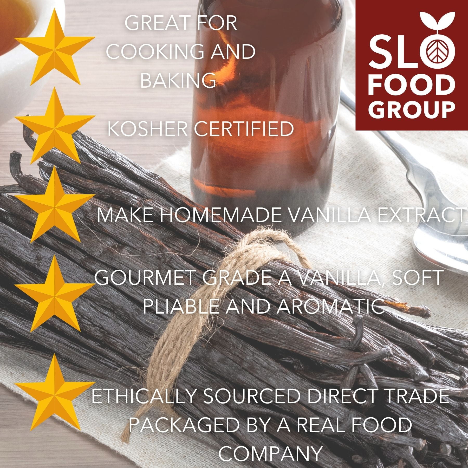 Slofoodgroup Gourmet Vanilla Beans from Uganda - 1/2 lb Whole Bean Pods