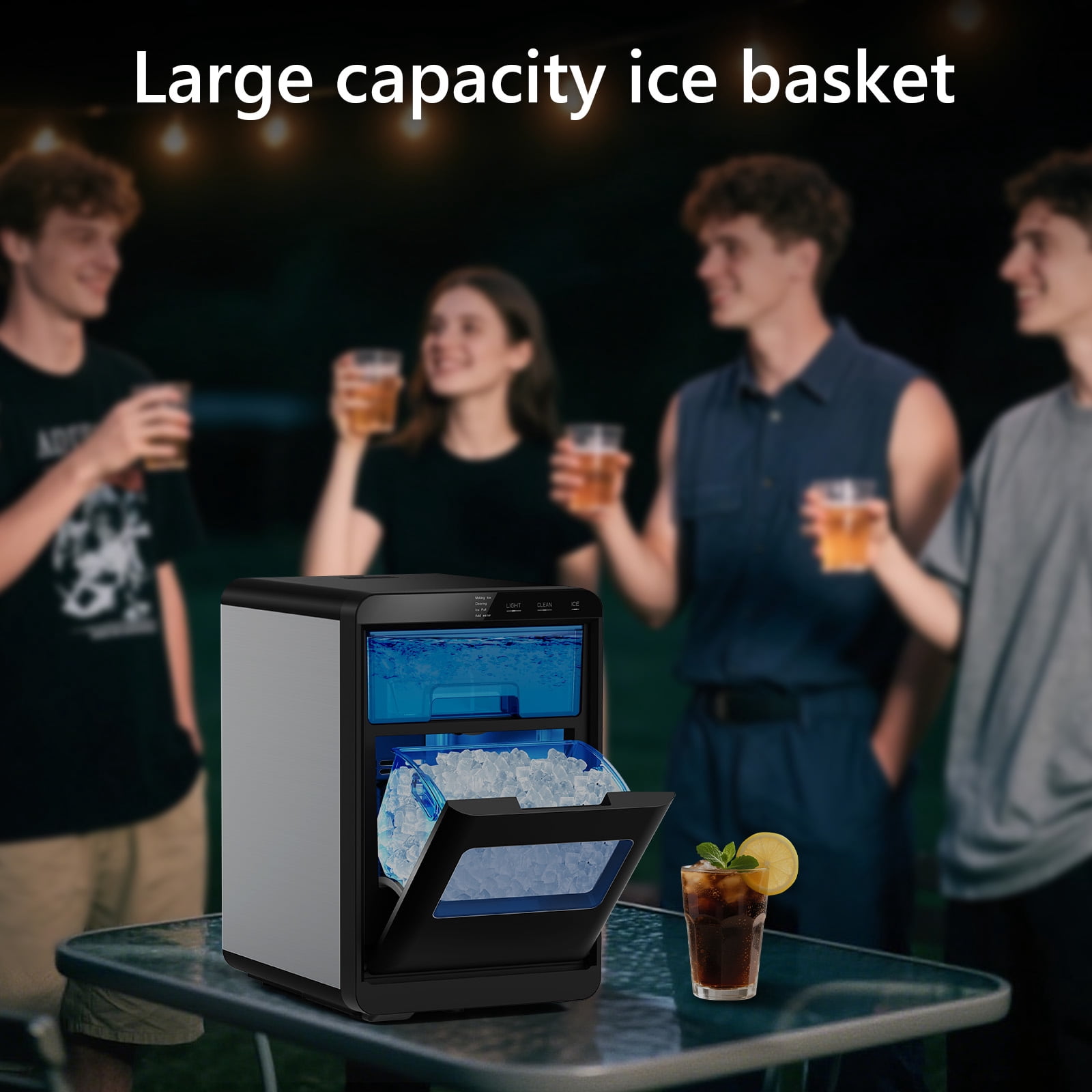 KNDKO Nugget Ice Maker Countertop, 44Lbs/24H Crushed Ice Maker, Pellet Ice Machine with Ice Scoop &Removable Basket,Sonic Countertop Ice Machine for Home/Kitchen/Office