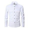 thumbnail image 2 of Domuza Dress Shirts for Men Long Sleeve Slim Fit Stretch Button Up Shirts Stylish Simple Business Solid Color Blouse White XL, 2 of 9