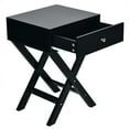 thumbnail image 4 of Gymax Ensemble de 2 Tables de Chevet en Forme de X avec Tiroir Noir, 4 of 5