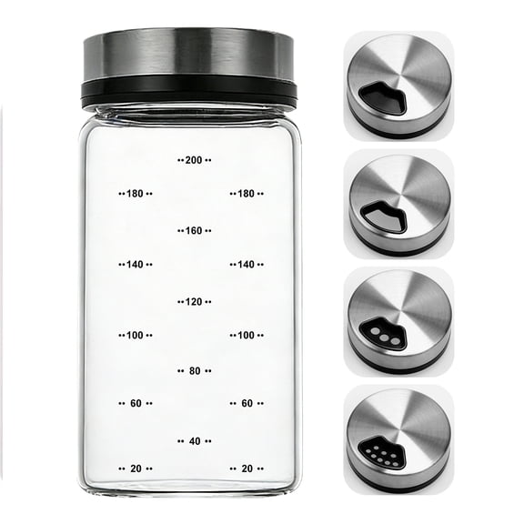 ACDANC Salt Cellar with Adjustable Pour Hole,6.76 oz High Borosilicate Glass Salt and Pepper Shakers,Portable Seasoning Shaker for Kitchen Cooking,RV,Camping,BBQ