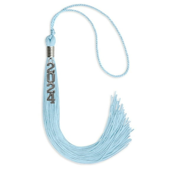 Endea Graduation Light Blue Graduation Tassel with Silver Stacked Date Drop