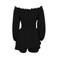 thumbnail image 5 of Jumpsuits for Women Ruffled Layered Culottes Crew Neck Off Shoulder Swing Mini Dress Date Night Rompers, 5 of 5