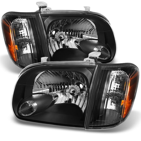 AKKON - For 2005 2006 Toyota Tundra Double | Crew Cab Black Headlights W/ Corner Lights Left   Right Side Pair
