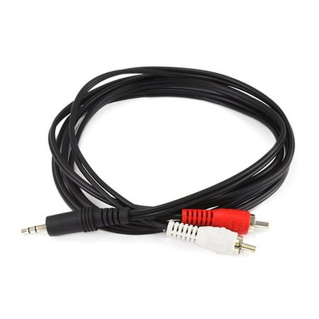 UPC: 0844660006657 | 6ft 3.5mm Stereo Plug/2 RCA Plug Cable – Black