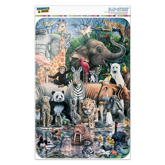 World Animals Family Reunion Monkey Bear Zebra Elephant Home Business Office Sign