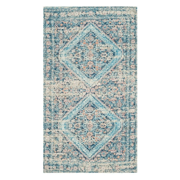 SAFAVIEH Saffron Ariana Vintage Cotton Area Rug, Blue/Turquoise, 4' x 6'
