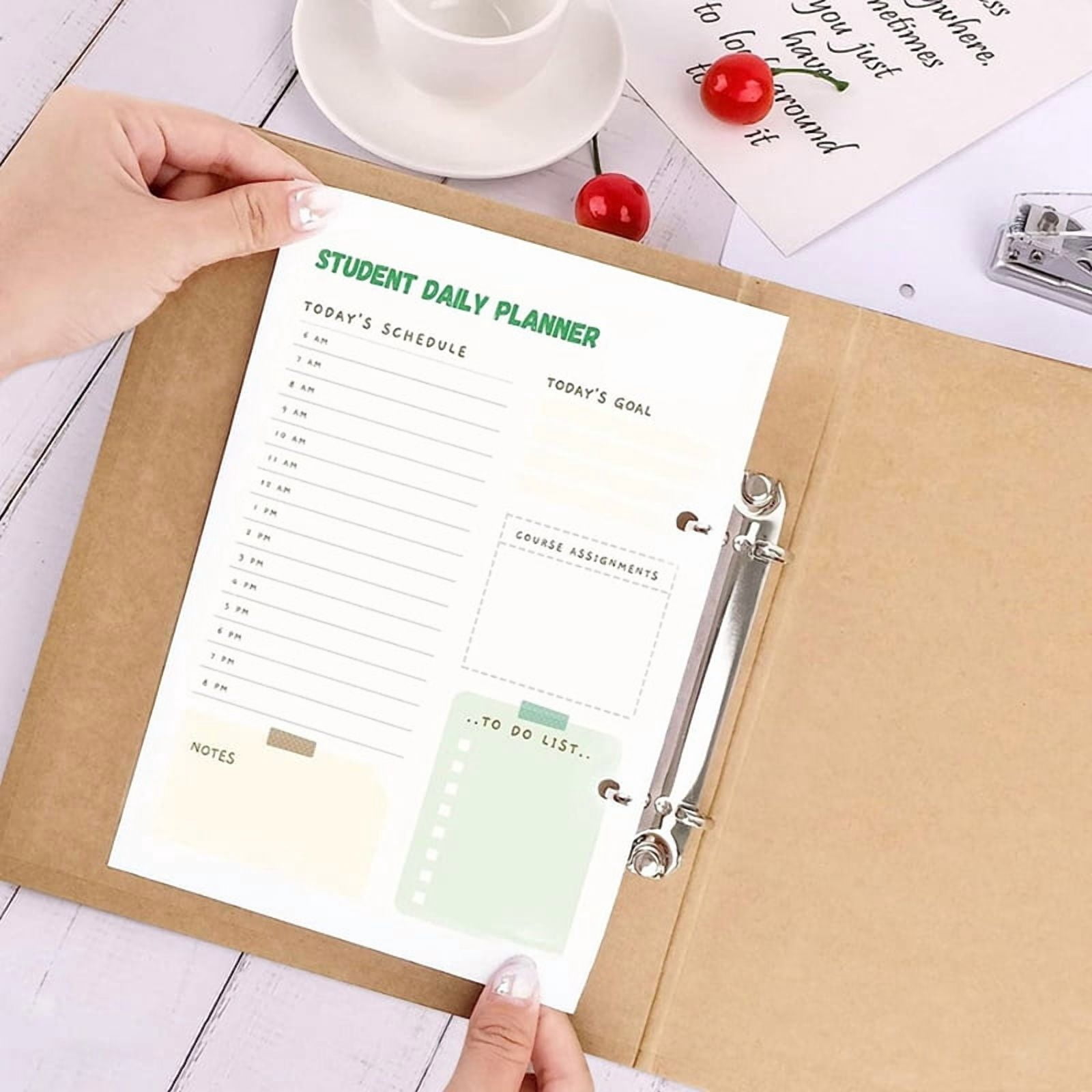 12Pcs A5 Refillable Ring Binder,A5 Kraft Paper Binder Tray with 2 Rings to Add Loose Sheets,A5 Kraft Paper Folders