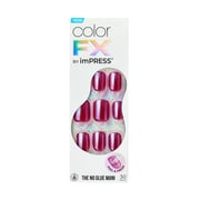 KISS imPRESS Color FX Press-On Nails, No Glue Needed, Red, Short Square, 33 Ct.