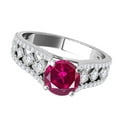 thumbnail image 3 of Mauli Jewels Engagement Rings for Women 1.20 Carat Halo Unique Design Created Ruby And Diamond Engagement Ring Crafted 4-prong 14k Solid White Gold, 3 of 7
