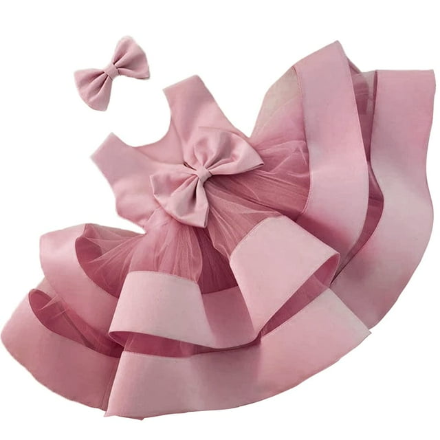 Vestido NSSMWTTC para bebé niña, Pascua, sin espalda, con lazo, rosa empolvado