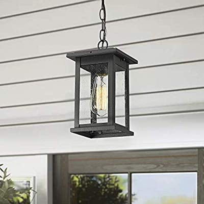 Exterior Outdoor Hanging Light in Black Finish and Clear Glass 2439//1H Osimir Outdoor Pendant Light 14 Large Modern Outdoor Chandelier with Adjustable Chain