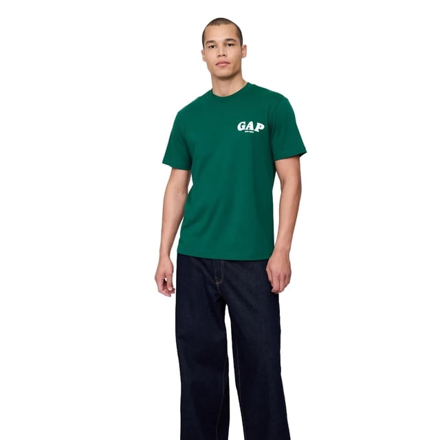 Camiseta GAP para Hombre con Logo Gráfico Color Bosque Tropical Talla S