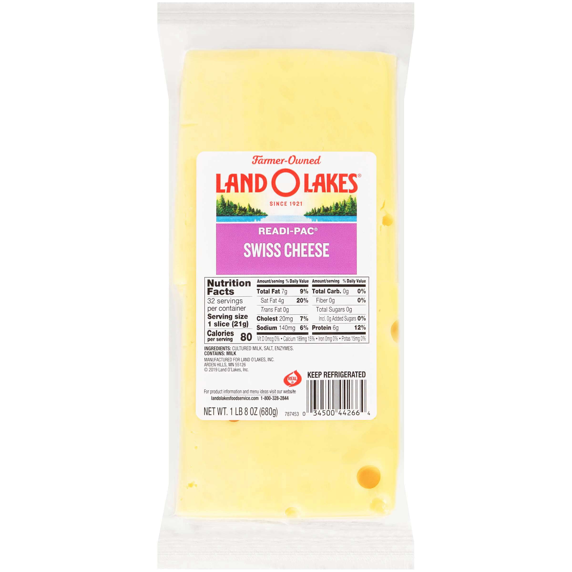 Land O Lakes Readi Pac Swiss Cheese, 1.5 Pound -- 8 per case.