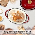 thumbnail image 3 of Davivy 6QT Oval Bread Dutch Oven with Silicone Baking Mat, Enameled Cast Iron Dutch Oven for Sourdough Bread Baking, Cast Iron Sourdough Bread Pan with Domed Lid, Red, 3 of 10