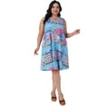 thumbnail image 3 of DARING DIVA Plus Size Floral Tank Sleeveless Boho Dress 1X Pink Blue, 3 of 5