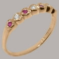 thumbnail image 2 of LBG British Made 10k Rose Gold Natural Diamond & Ruby Womens Eternity Ring - 33 size options - Size 7, 2 of 9