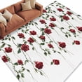 thumbnail image 2 of Red Roses Area Rug 5x7 FT, Non Slip Bedroom Throw Carpet, Spring Floral Summer Botanical Weeping Washable Soft Floor Carpet Non-Shedding Rug for Dining Room Bedside Classroom Desk, 2 of 9