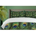 thumbnail image 4 of Ambesonne Peacock Duvet Cover Set, Exotic Animal Feathers, 2-Calking, Green Mustard Navy, 4 of 6