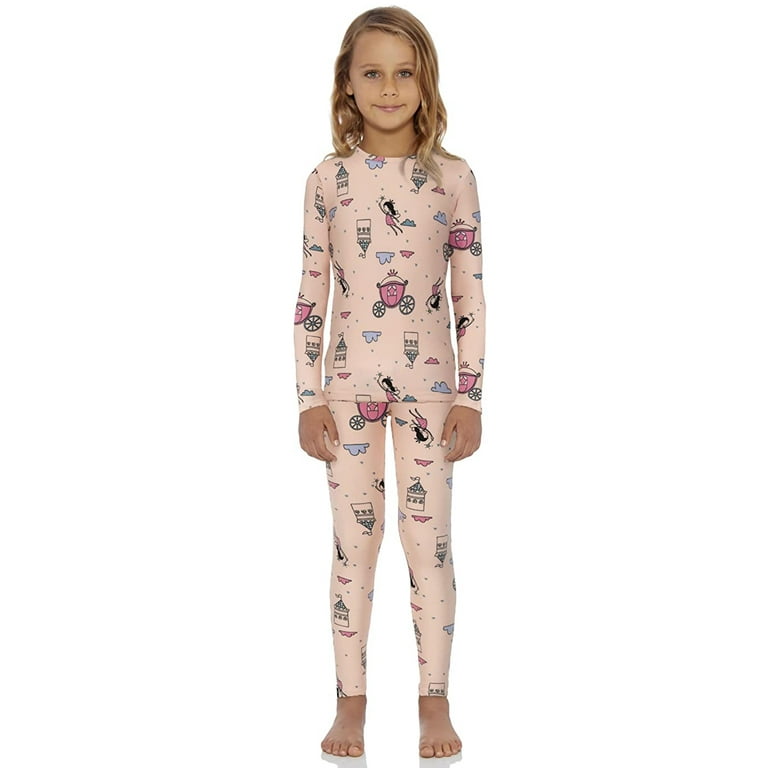Rocky Girls Thermal Underwear Top & Bottom Set Long Johns for Kids, Magical  Fairy Design Large 