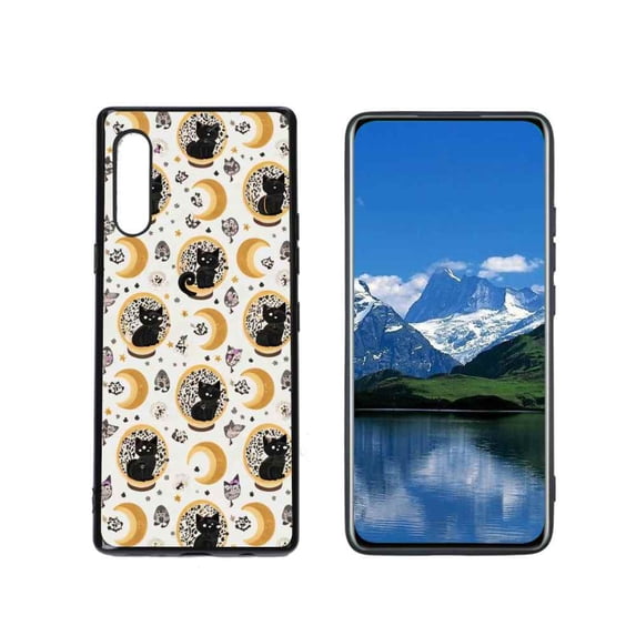 Mystic-cute-black-lunar-cats-4 Phone Case, Degined for LG Velvet 5G Case Men Women, Flexible Silicone Shockproof Case for LG Velvet 5G