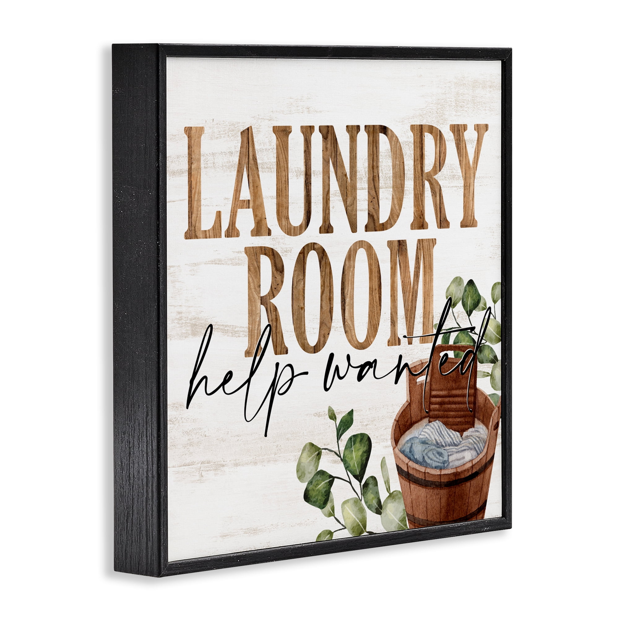 Help Wanted Rustic Laundry Room Black Framed Giclee Art, design by Kim Allen