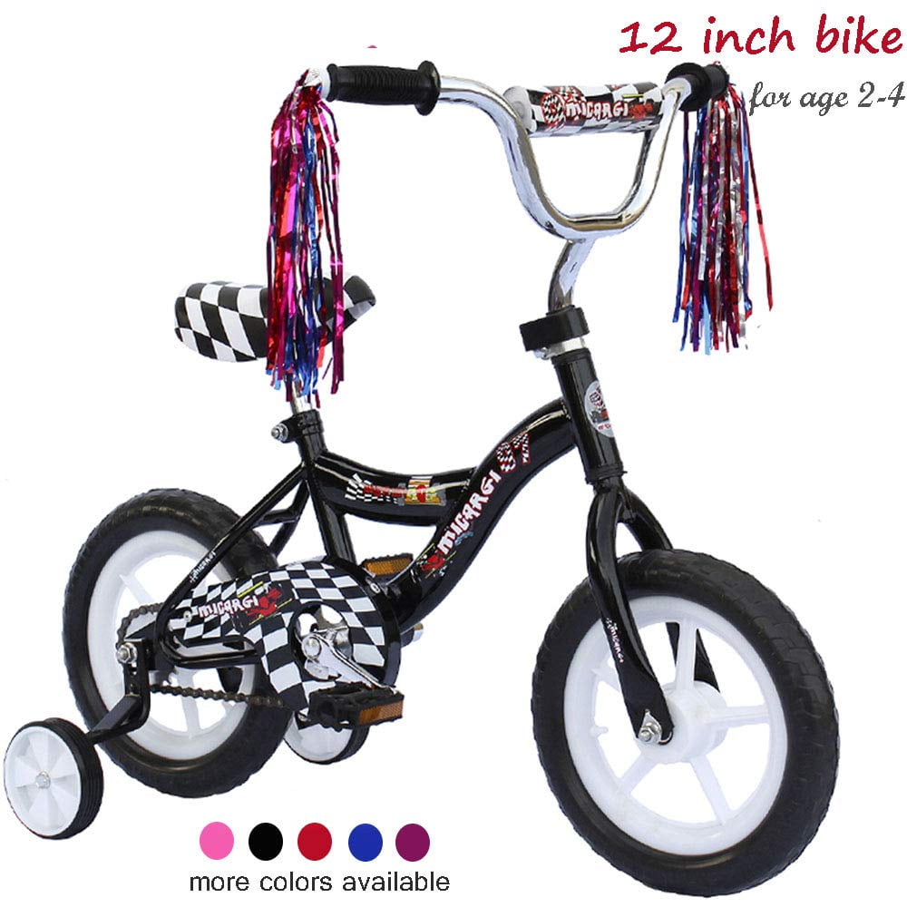 PlayWorld 12 In. Kid's Beginner Bicycle for 2-4 Years Old Boy's and Girl's with Foam Tire for Indoor Use No Brake, Black and White