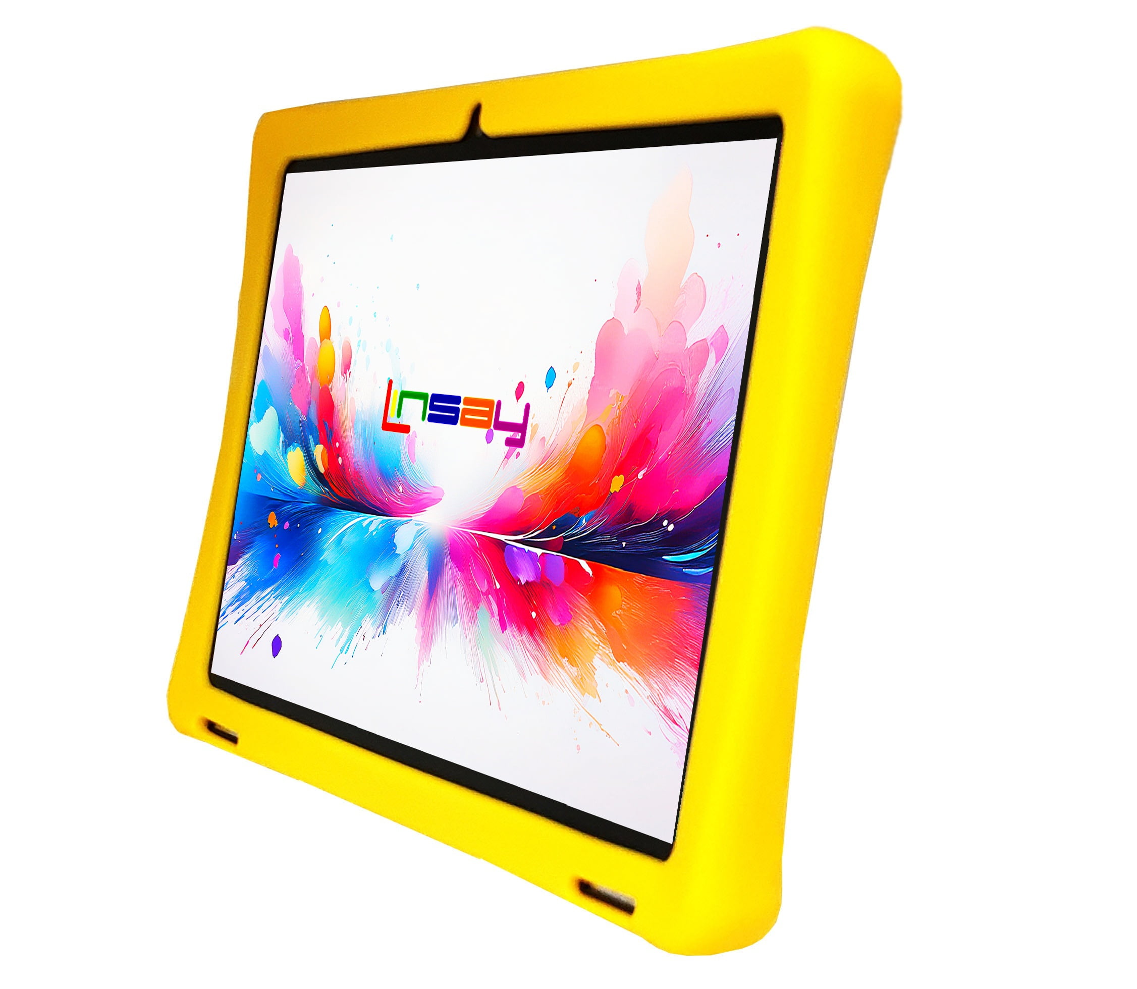 LINSAY 10.1"Octa Core 256GB Storage Android 15 Tablet with Yellow Kids Defender Case
