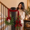 thumbnail image 7 of Christmas Double Ended Door Hanger, Long Velvet Ribbon Decoration with Artificial Pine Sprigs, Red Berries and Bow for Front Door, Window, Wall, Porch and Indoor Holiday Display, A, 7 of 7