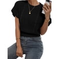thumbnail image 3 of Gynyvoja Women'S Ruffled Short Sleeve Round Neck Knitted Top Pullovers Sweater Black XL, 3 of 8