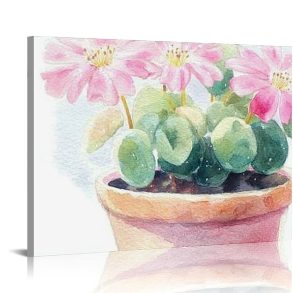 FCXZI Cactus Bathroom Decor Wall Art, Succulent Pictures Canvas Print, Green Plants Paintings for Bedroom Living room Office Decoration 16x12in