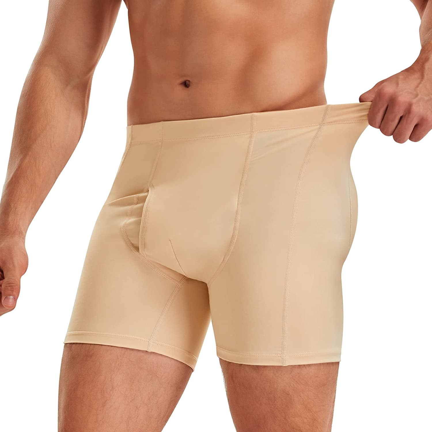 Molutan Mens Padded Boxer Briefs Shapewear Abdominal Compression Shorts