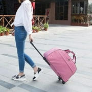 LUVCMFT Rolling Duffle Bag with Wheels, 24 Trolley Travel Bag, Carry On Luggage Travel Suitcase, Overnight Weekender Bag for Unisex Adult (Gray & White Lattice)